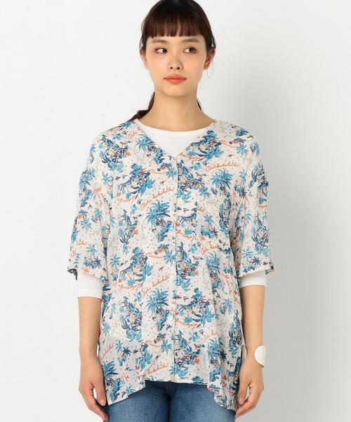 Another Edition（アナザーエディション）の「ALOHAプリントノーカラーシャツ（シャツ/ブラウス・レディース・オフホワイト/ネイビー・FREE）」の18枚目の写真