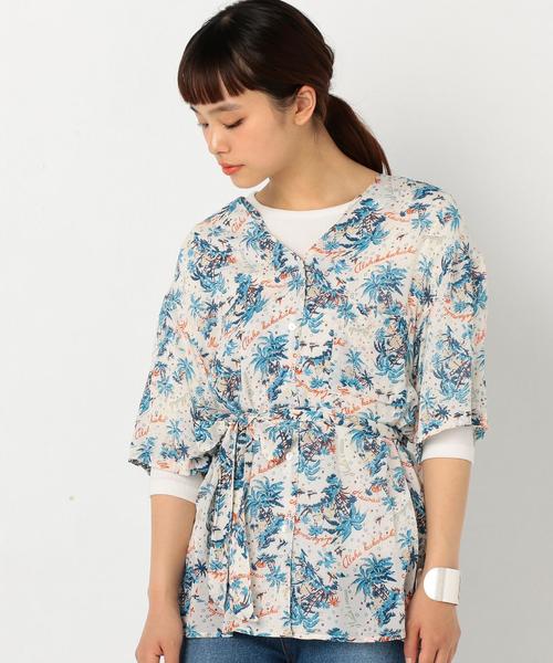 Another Edition（アナザーエディション）の「ALOHAプリントノーカラーシャツ（シャツ/ブラウス・レディース・オフホワイト/ネイビー・FREE）」の10枚目の写真