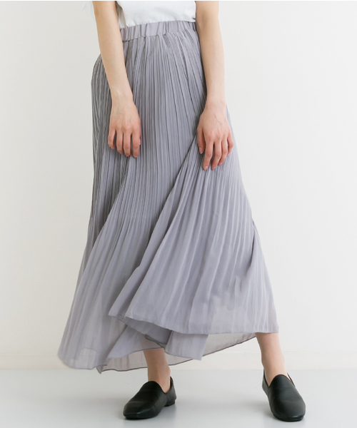 MERLOT（メルロー）の「シフォンプリーツスカート1038（スカート・レディース・オフホワイト/グレー/ブラック/レッド/ブル－グレ－/モカ/イエロー/チェリーピンク・FREE）」の4枚目の写真