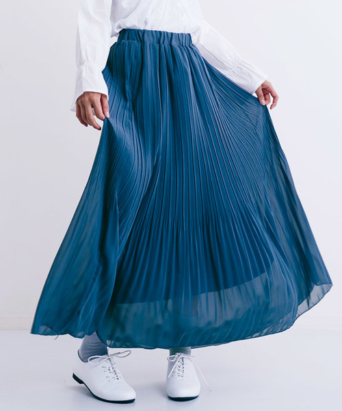 MERLOT（メルロー）の「シフォンプリーツスカート1038（スカート・レディース・オフホワイト/グレー/ブラック/レッド/ブル－グレ－/モカ/イエロー/チェリーピンク・FREE）」の5枚目の写真