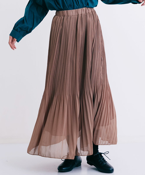 MERLOT（メルロー）の「シフォンプリーツスカート1038（スカート・レディース・オフホワイト/グレー/ブラック/レッド/ブル－グレ－/モカ/イエロー/チェリーピンク・FREE）」の6枚目の写真