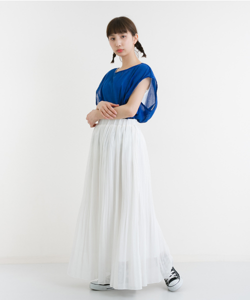 MERLOT（メルロー）の「シフォンプリーツスカート1038（スカート・レディース・オフホワイト/グレー/ブラック/レッド/ブル－グレ－/モカ/イエロー/チェリーピンク・FREE）」の15枚目の写真