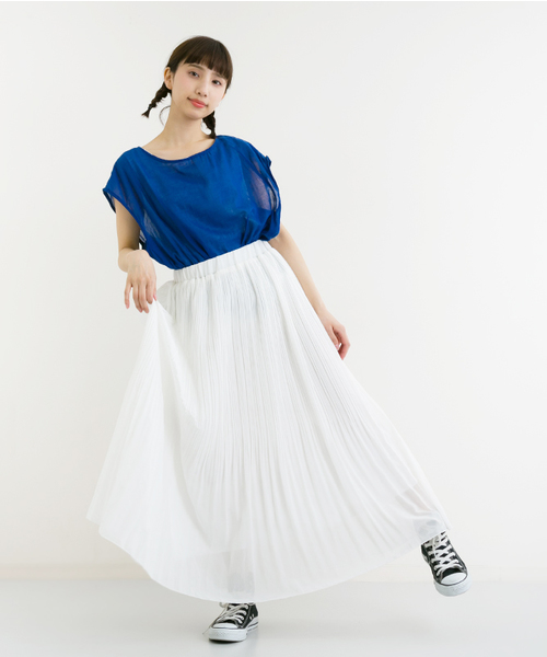 MERLOT（メルロー）の「シフォンプリーツスカート1038（スカート・レディース・オフホワイト/グレー/ブラック/レッド/ブル－グレ－/モカ/イエロー/チェリーピンク・FREE）」の16枚目の写真