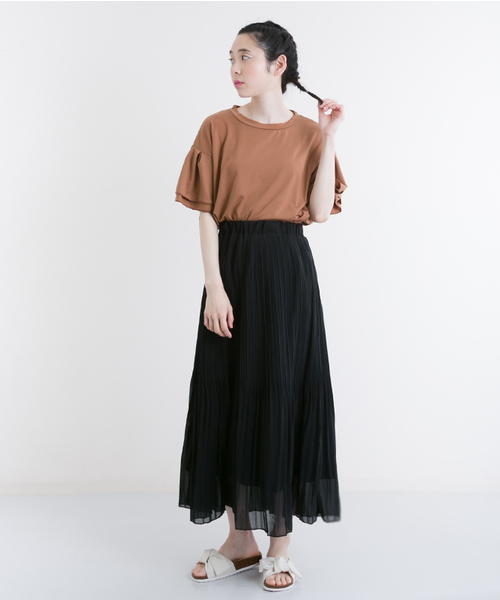 MERLOT（メルロー）の「シフォンプリーツスカート1038（スカート・レディース・オフホワイト/グレー/ブラック/レッド/ブル－グレ－/モカ/イエロー/チェリーピンク・FREE）」の9枚目の写真