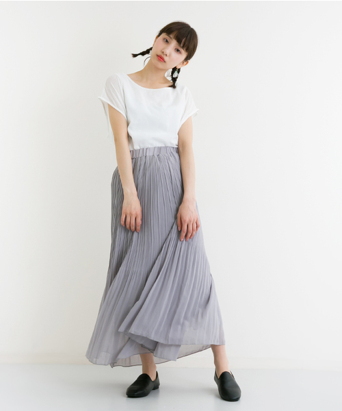 MERLOT（メルロー）の「シフォンプリーツスカート1038（スカート・レディース・オフホワイト/グレー/ブラック/レッド/ブル－グレ－/モカ/イエロー/チェリーピンク・FREE）」の11枚目の写真