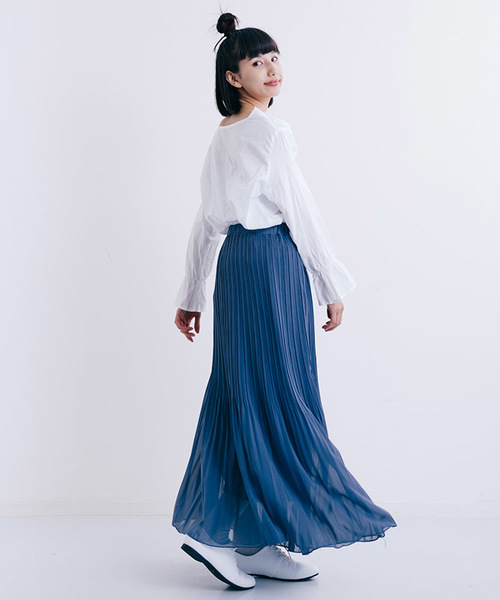 MERLOT（メルロー）の「シフォンプリーツスカート1038（スカート・レディース・オフホワイト/グレー/ブラック/レッド/ブル－グレ－/モカ/イエロー/チェリーピンク・FREE）」の22枚目の写真