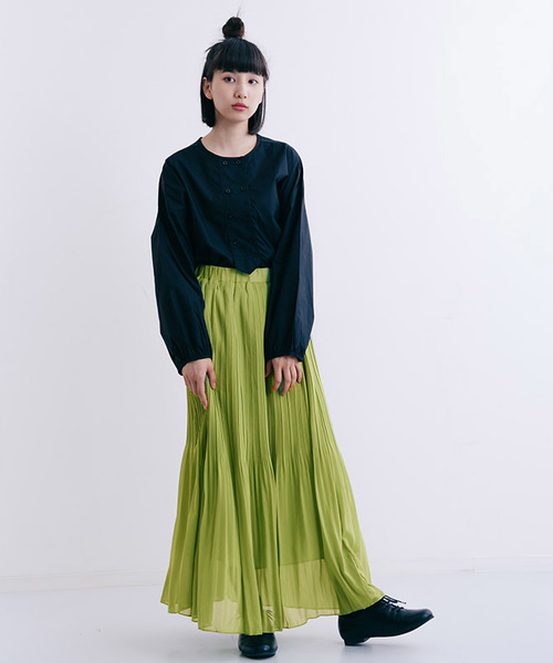 MERLOT（メルロー）の「シフォンプリーツスカート1038（スカート・レディース・オフホワイト/グレー/ブラック/レッド/ブル－グレ－/モカ/イエロー/チェリーピンク・FREE）」の17枚目の写真