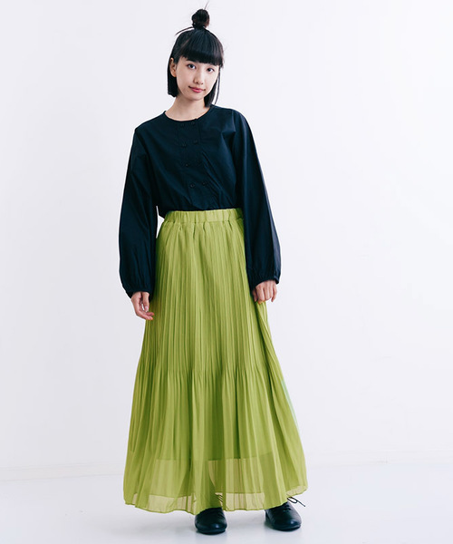 MERLOT（メルロー）の「シフォンプリーツスカート1038（スカート・レディース・オフホワイト/グレー/ブラック/レッド/ブル－グレ－/モカ/イエロー/チェリーピンク・FREE）」の18枚目の写真