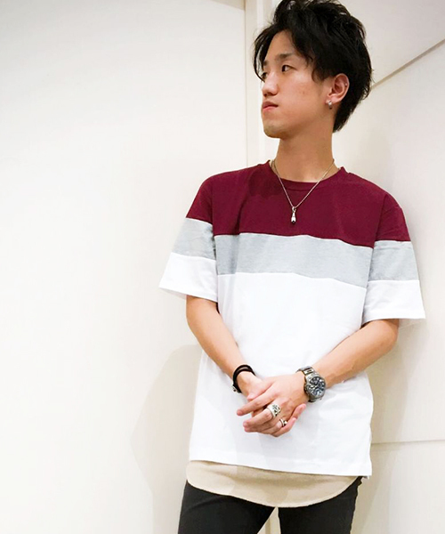 VENCEEXCHANGE（ヴァンスエクスチェンジ）の「パネル切り替えTシャツ             （Tシャツ/カットソー・メンズ・ホワイト/アッシュグレー/ネイビー/ブラック・MEDIUM/LARGE）」の2枚目の写真