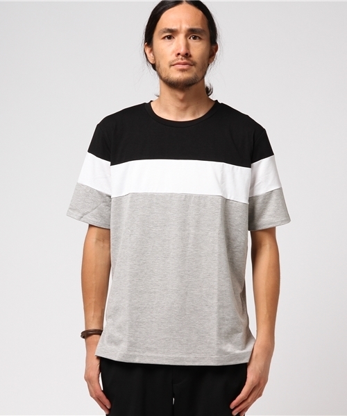 VENCEEXCHANGE（ヴァンスエクスチェンジ）の「パネル切り替えTシャツ             （Tシャツ/カットソー・メンズ・ホワイト/アッシュグレー/ネイビー/ブラック・MEDIUM/LARGE）」の4枚目の写真