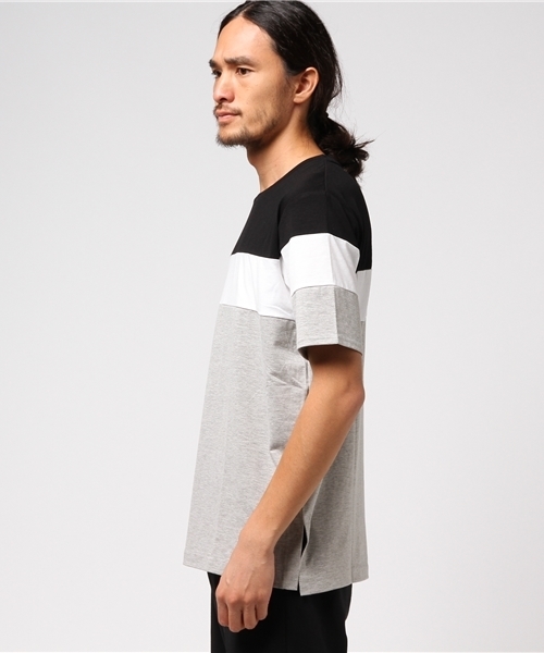 VENCEEXCHANGE（ヴァンスエクスチェンジ）の「パネル切り替えTシャツ             （Tシャツ/カットソー・メンズ・ホワイト/アッシュグレー/ネイビー/ブラック・MEDIUM/LARGE）」の5枚目の写真