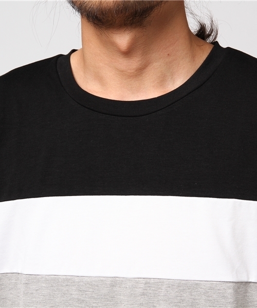 VENCEEXCHANGE（ヴァンスエクスチェンジ）の「パネル切り替えTシャツ             （Tシャツ/カットソー・メンズ・ホワイト/アッシュグレー/ネイビー/ブラック・MEDIUM/LARGE）」の7枚目の写真