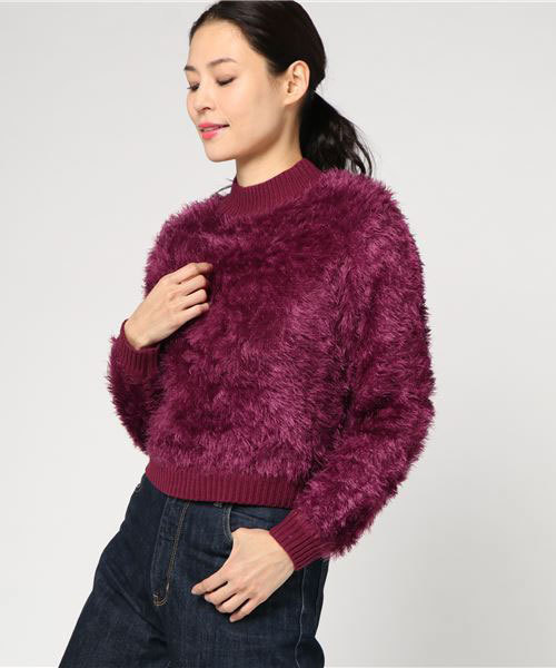 archives（アルシーヴ）の「フェザーヤーンリブ切替プルオーバー（ニット/セーター・レディース・ブラック/パープル/シルバーグレー・MEDIUM）」の3枚目の写真