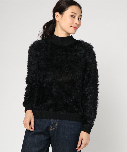 archives（アルシーヴ）の「フェザーヤーンリブ切替プルオーバー（ニット/セーター・レディース・ブラック/パープル/シルバーグレー・MEDIUM）」の2枚目の写真