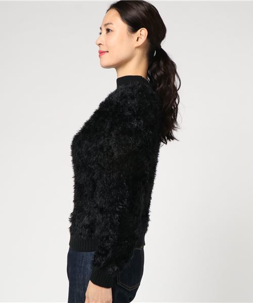 archives（アルシーヴ）の「フェザーヤーンリブ切替プルオーバー（ニット/セーター・レディース・ブラック/パープル/シルバーグレー・MEDIUM）」の4枚目の写真