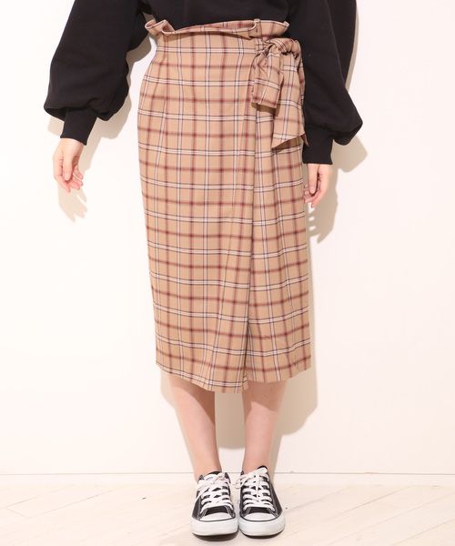 one after another NICE CLAUP(ワンアフターアナザーナイスクラップ)の「チェックミディスカート(スカート・レディース・ブラウン系その他/ベージュ系その他/ブルー系その他/チェック・FREE)」の1枚目の写真