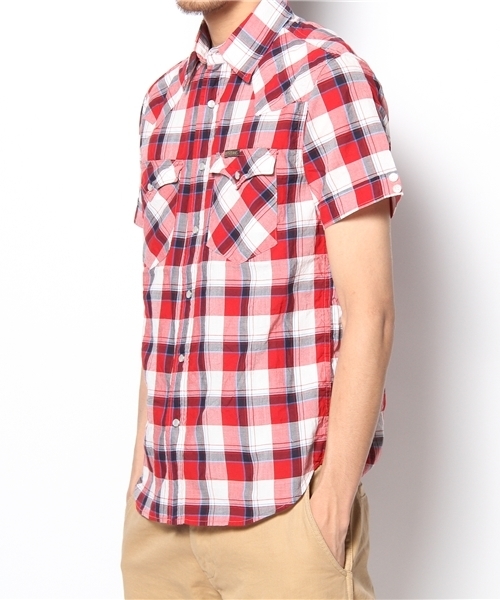 HYSTERIC GLAMOUR（ヒステリックグラマー）の「CHECK半袖ウエスタンSH（シャツ/ブラウス・メンズ・レッド系その他/グリーン系その他/チャコールグレー・SMALL/MEDIUM/LARGE）」の4枚目の写真