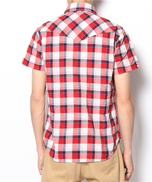 HYSTERIC GLAMOUR（ヒステリックグラマー）の「CHECK半袖ウエスタンSH（シャツ/ブラウス・メンズ・レッド系その他/グリーン系その他/チャコールグレー・SMALL/MEDIUM/LARGE）」の5枚目の写真