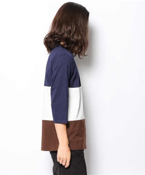 WEGO（ウィゴー）の「WEGO/三段バイカラーTee（7）（Tシャツ/カットソー・メンズ・ホワイト/ダークグリーン/ネイビー・MEDIUM/LARGE）」の5枚目の写真