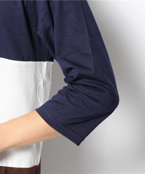 WEGO（ウィゴー）の「WEGO/三段バイカラーTee（7）（Tシャツ/カットソー・メンズ・ホワイト/ダークグリーン/ネイビー・MEDIUM/LARGE）」の8枚目の写真