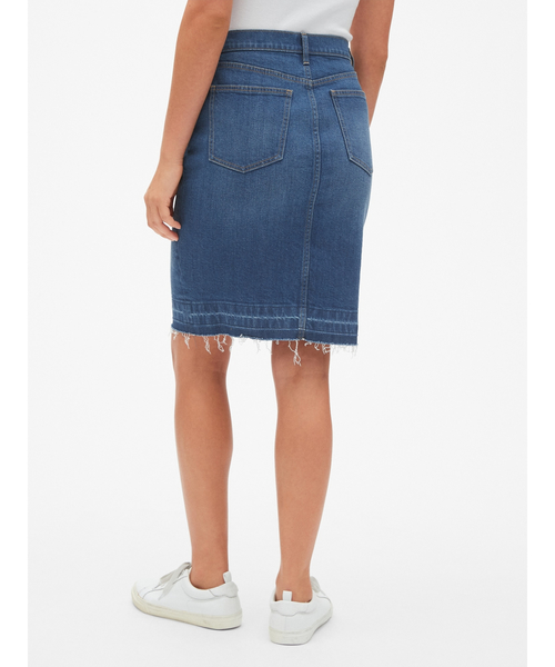GAP(ギャップ)の「ハイライズ ボタンフライ デニム ペンシルスカート(ローヘム)(デニムスカート・レディース・インディゴブルー・24/25/26/27/28/23)」の2枚目の写真