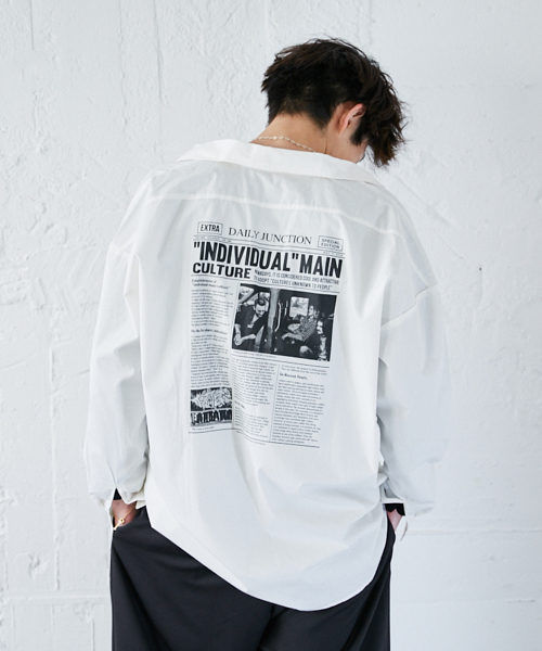 kutir（クティール）の「バックプリントビッグシャツ（シャツ/ブラウス・メンズ・ブラック/ホワイト・MEDIUM/LARGE）」の6枚目の写真