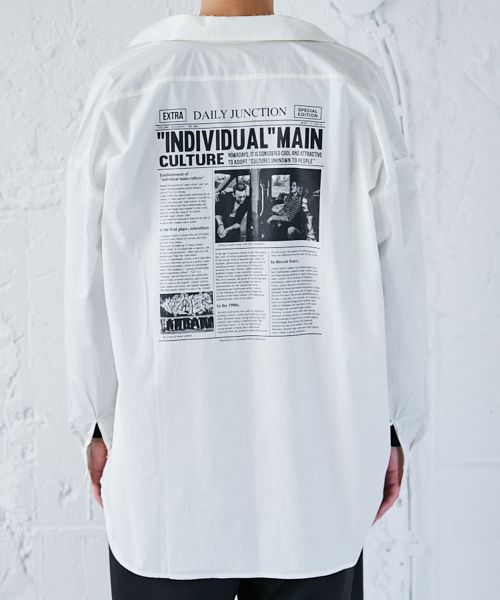 kutir（クティール）の「バックプリントビッグシャツ（シャツ/ブラウス・メンズ・ブラック/ホワイト・MEDIUM/LARGE）」の7枚目の写真