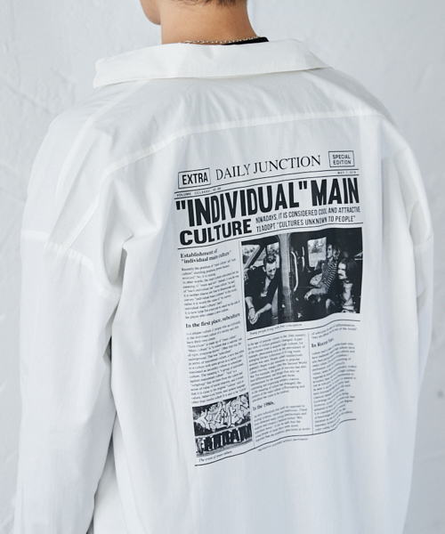 kutir（クティール）の「バックプリントビッグシャツ（シャツ/ブラウス・メンズ・ブラック/ホワイト・MEDIUM/LARGE）」の8枚目の写真