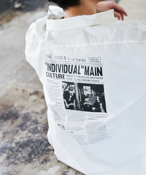 kutir（クティール）の「バックプリントビッグシャツ（シャツ/ブラウス・メンズ・ブラック/ホワイト・MEDIUM/LARGE）」の9枚目の写真