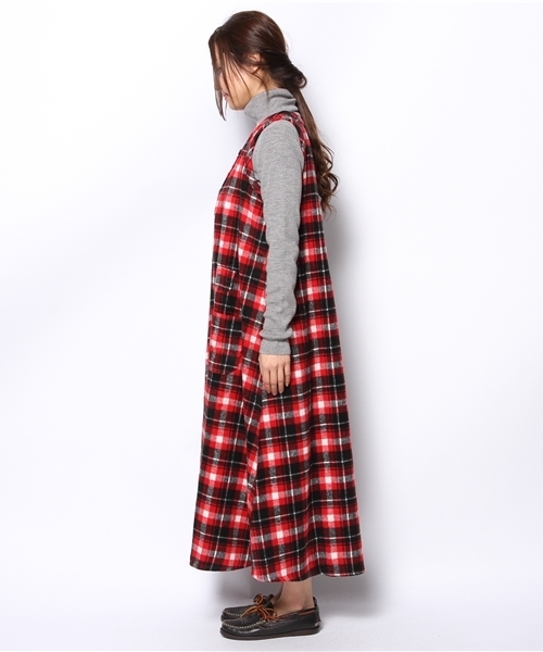 BEAMS BOY（ビームスボーイ）の「□BEAMS BOY / ネルチェックヘンリー ノースリーブワンピース **（ワンピース・レディース・ブラック/ベージュ/レッド/オリーブ・ONE SIZE）」の8枚目の写真