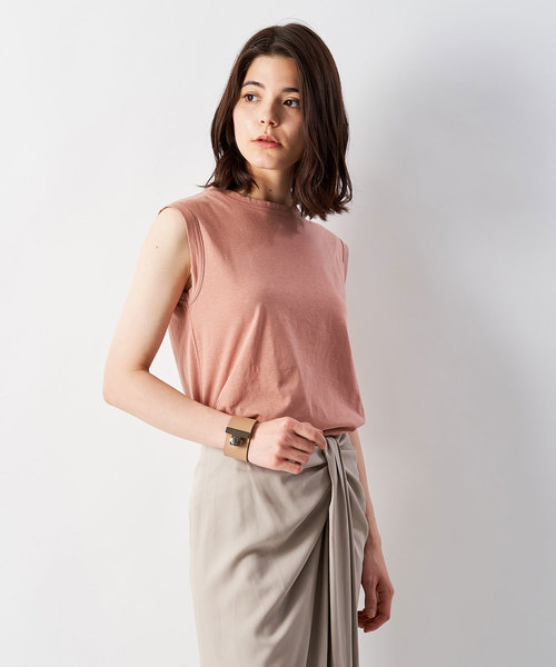 Whim Gazette(ウィムガゼット)の「スーピマリネンドライ天竺ノースリーブプルオーバー(Tシャツ/カットソー・レディース・ホワイト/ライトグレー/ブラック/カーキ/ライトベージュ/ダークブラウン/サーモンピンク・FREE)」の7枚目の写真