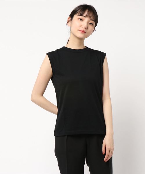 Whim Gazette(ウィムガゼット)の「スーピマリネンドライ天竺ノースリーブプルオーバー(Tシャツ/カットソー・レディース・ホワイト/ライトグレー/ブラック/カーキ/ライトベージュ/ダークブラウン/サーモンピンク・FREE)」の8枚目の写真