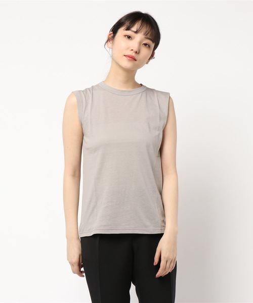 Whim Gazette(ウィムガゼット)の「スーピマリネンドライ天竺ノースリーブプルオーバー(Tシャツ/カットソー・レディース・ホワイト/ライトグレー/ブラック/カーキ/ライトベージュ/ダークブラウン/サーモンピンク・FREE)」の12枚目の写真