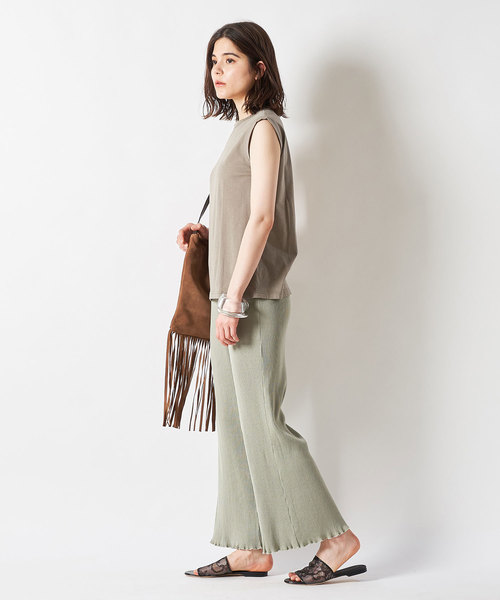 Whim Gazette(ウィムガゼット)の「スーピマリネンドライ天竺ノースリーブプルオーバー(Tシャツ/カットソー・レディース・ホワイト/ライトグレー/ブラック/カーキ/ライトベージュ/ダークブラウン/サーモンピンク・FREE)」の14枚目の写真