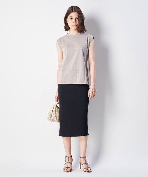 Whim Gazette(ウィムガゼット)の「スーピマリネンドライ天竺ノースリーブプルオーバー(Tシャツ/カットソー・レディース・ホワイト/ライトグレー/ブラック/カーキ/ライトベージュ/ダークブラウン/サーモンピンク・FREE)」の20枚目の写真