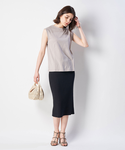 Whim Gazette(ウィムガゼット)の「スーピマリネンドライ天竺ノースリーブプルオーバー(Tシャツ/カットソー・レディース・ホワイト/ライトグレー/ブラック/カーキ/ライトベージュ/ダークブラウン/サーモンピンク・FREE)」の19枚目の写真