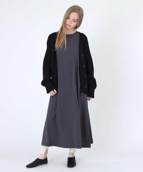 RNA-N（アールエヌエーエヌ）の「M1184 Aラインロングワンピース（ワンピース・レディース・スミクロ/ベージュ/グレー/ホワイト・MEDIUM）」の11枚目の写真