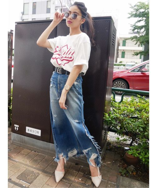 GYDA（ジェイダ）の「GYDA CALI Tシャツ（Tシャツ/カットソー・レディース・ブラック/ベージュ/グレー/オフホワイト・FREE）」の6枚目の写真