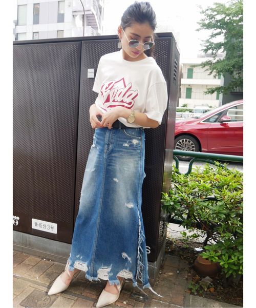 GYDA（ジェイダ）の「GYDA CALI Tシャツ（Tシャツ/カットソー・レディース・ブラック/ベージュ/グレー/オフホワイト・FREE）」の8枚目の写真