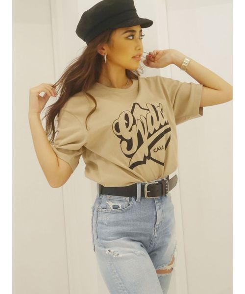 GYDA（ジェイダ）の「GYDA CALI Tシャツ（Tシャツ/カットソー・レディース・ブラック/ベージュ/グレー/オフホワイト・FREE）」の19枚目の写真