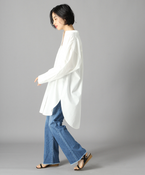 LOWRYS FARM（ローリーズファーム）の「スタンドチュニックシャツ　847992（シャツ/ブラウス・レディース・ブラック/ベージュ/オフホワイト・FREE）」の4枚目の写真