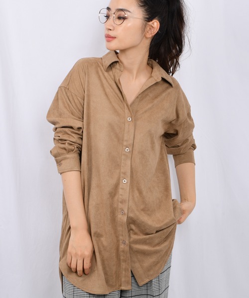 Ambre Neige(アンブルネージュ)の「チュニックシャツ【WEB/EC限定商品】(シャツ/ブラウス・レディース・カーキ/モカ・FREE)」の2枚目の写真