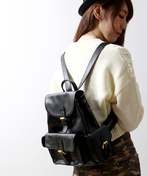 WEGO（ウィゴー）の「WEGO/3ポケットリュック（バックパック/リュック・レディース・ブラック/ダークグリーン/ワイン・FREE）」の2枚目の写真