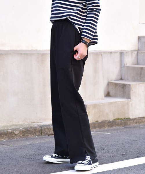 Ambre Neige(アンブルネージュ)の「ポンチワイドパンツ/セットアップ対応/イージーパンツ/ 【WEB/EC限定商品】(その他パンツ・レディース・ブラック/ネイビー・MEDIUM/LARGE)」の2枚目の写真