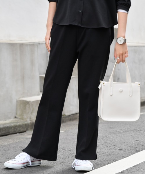 Ambre Neige(アンブルネージュ)の「ポンチワイドパンツ/セットアップ対応/イージーパンツ/ 【WEB/EC限定商品】(その他パンツ・レディース・ブラック/ネイビー・MEDIUM/LARGE)」の4枚目の写真