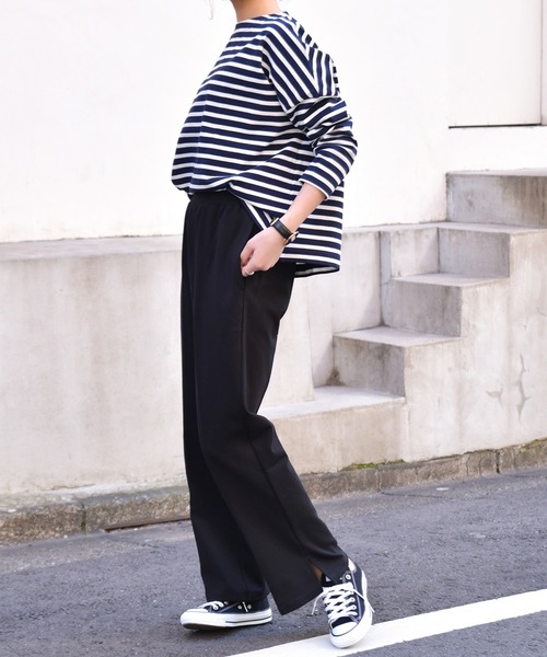 Ambre Neige(アンブルネージュ)の「ポンチワイドパンツ/セットアップ対応/イージーパンツ/ 【WEB/EC限定商品】(その他パンツ・レディース・ブラック/ネイビー・MEDIUM/LARGE)」の17枚目の写真