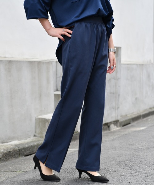 Ambre Neige(アンブルネージュ)の「ポンチワイドパンツ/セットアップ対応/イージーパンツ/ 【WEB/EC限定商品】(その他パンツ・レディース・ブラック/ネイビー・MEDIUM/LARGE)」の10枚目の写真