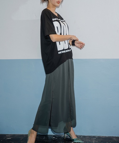 RANAN（ラナン）の「シフォンレイヤードワイドパンツ（その他パンツ・レディース・ダークグレー/ブラック/カーキ・L/LL/M）」の4枚目の写真