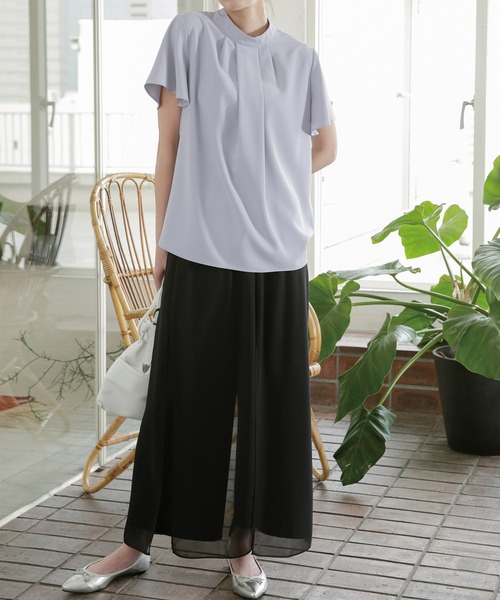 RANAN（ラナン）の「シフォンレイヤードワイドパンツ（その他パンツ・レディース・ダークグレー/ブラック/カーキ・L/LL/M）」の6枚目の写真