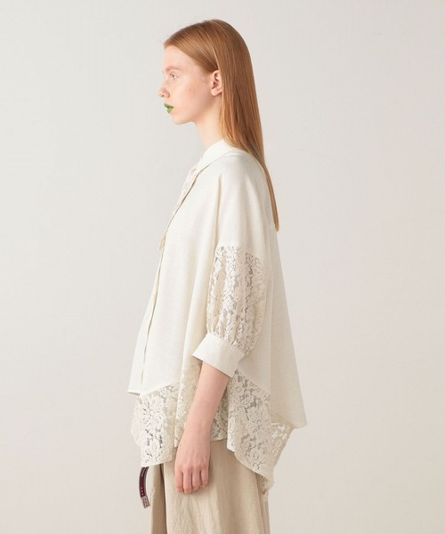 FRAPBOIS（フラボア）の「リネンレース ブラウス（シャツ/ブラウス・レディース・ブラック/キナリ・1/0）」の4枚目の写真